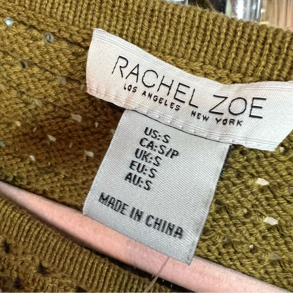 NWOT RACHEL ZOE Rainbow Chevron Stripe Scallop Hem Knit Sweater, S - Picture 10 of 10